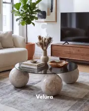 Küre Orta Sehpa - Pleks Mermer - Yuvarlak - Füme Cam