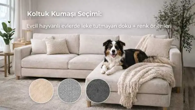 Koltuk Kumaşı Seçimi: Evcil hayvanlı evlerde leke tutmayan doku + renk önerileri