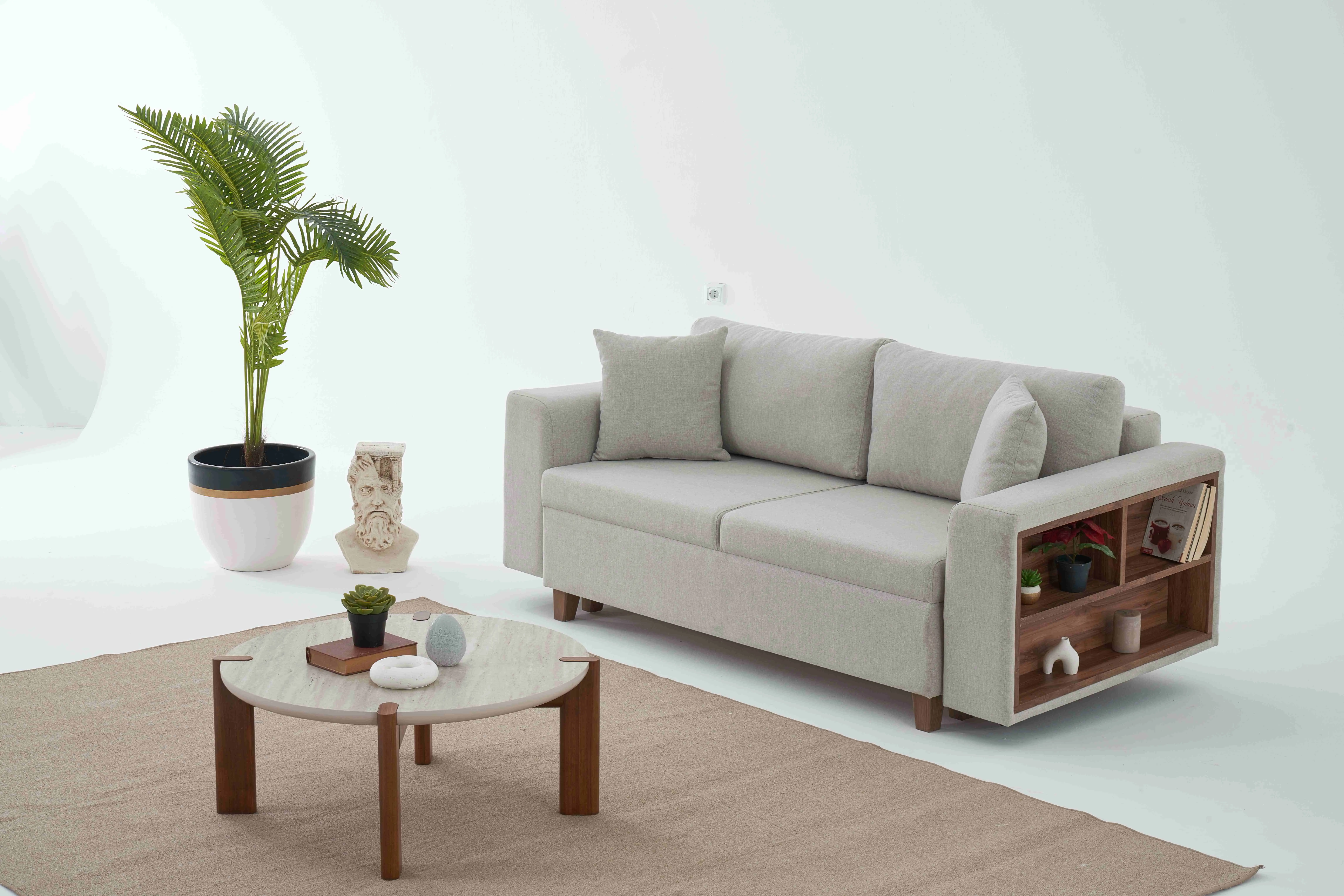 Velura Home Rengar Gri Koltuk Takımı Gri Rengar kitaplıklı koltuk takımı - Velura Home
