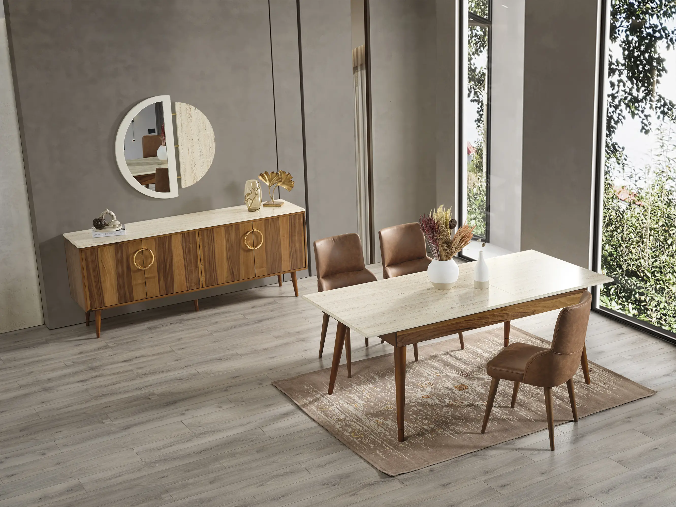 Fonksiyonel Depolama Alanlı Konsol Tasarımı Velura Home ceviz renk konsol