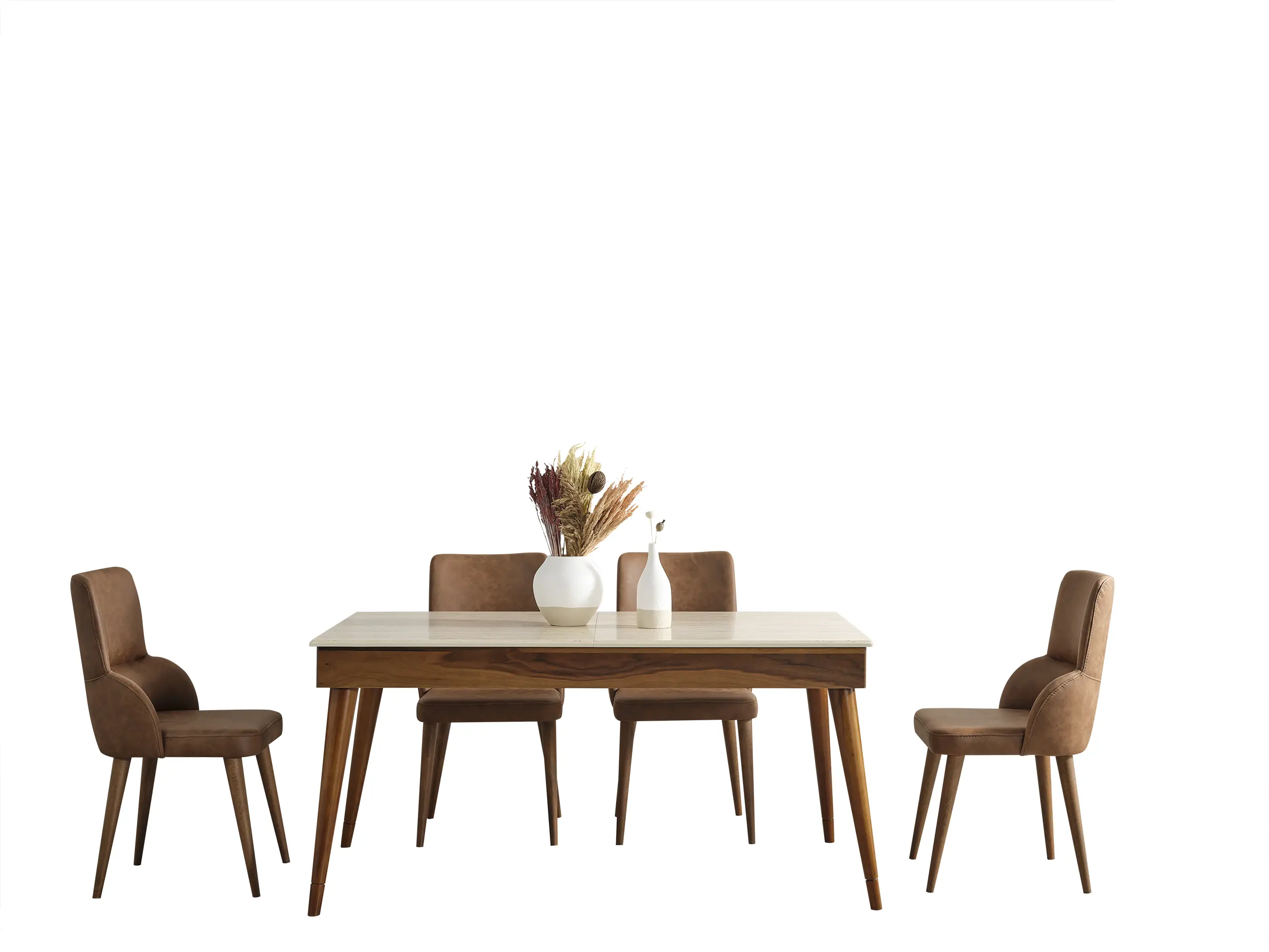 Luna Yemek Masası – Traverten Desenli Açılabilir modern yemek masası