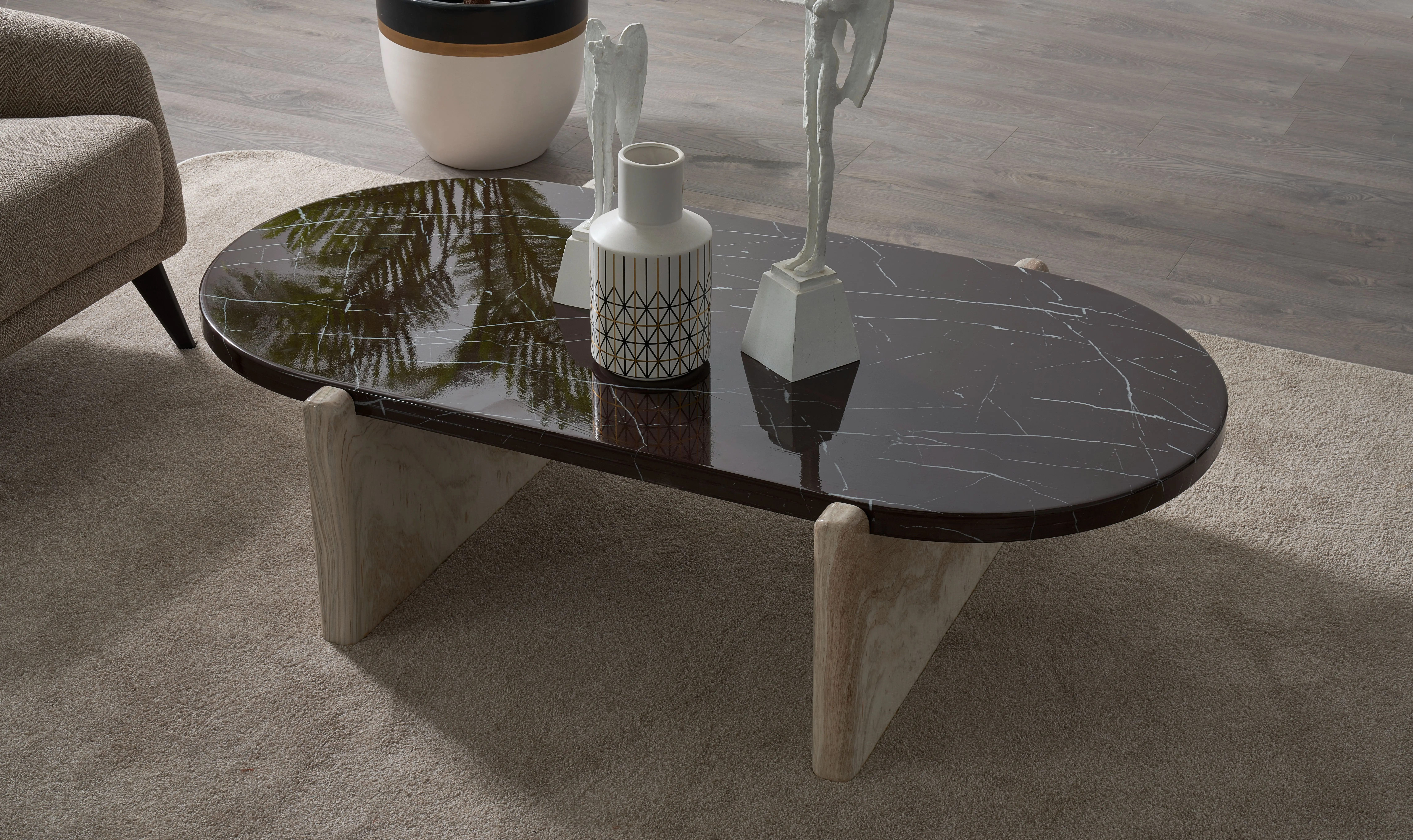 Lüks ve Modern Orta Sehpa Modelleri Kanada Traverten Desen Orta Sehpa Velura Home