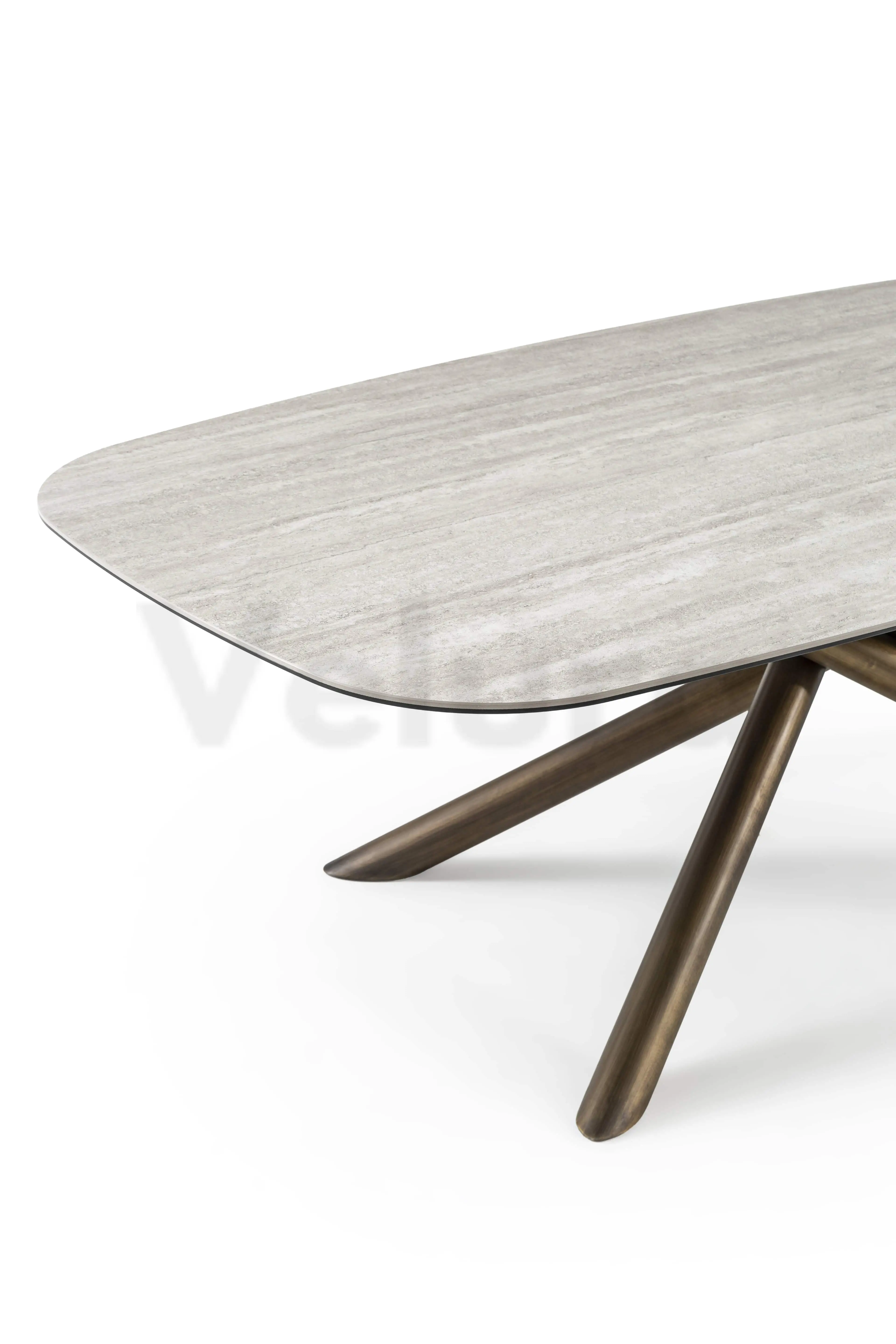 Modern Terra Yemek Masası - v03 Gold Ayaklı