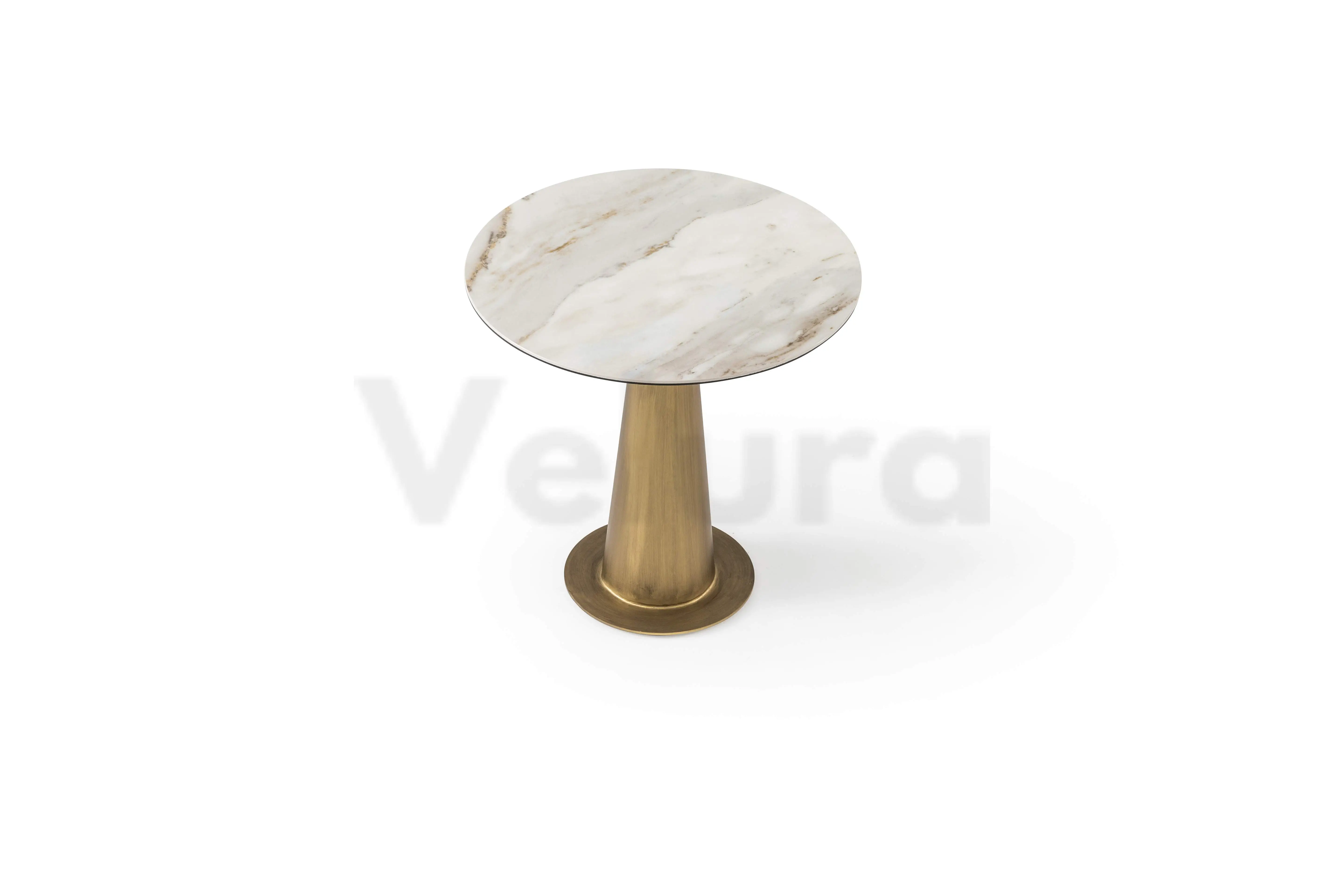 Krem Seramik Yuvarlak Sehpa Sole Cone Gold krem seramik yan sehpa