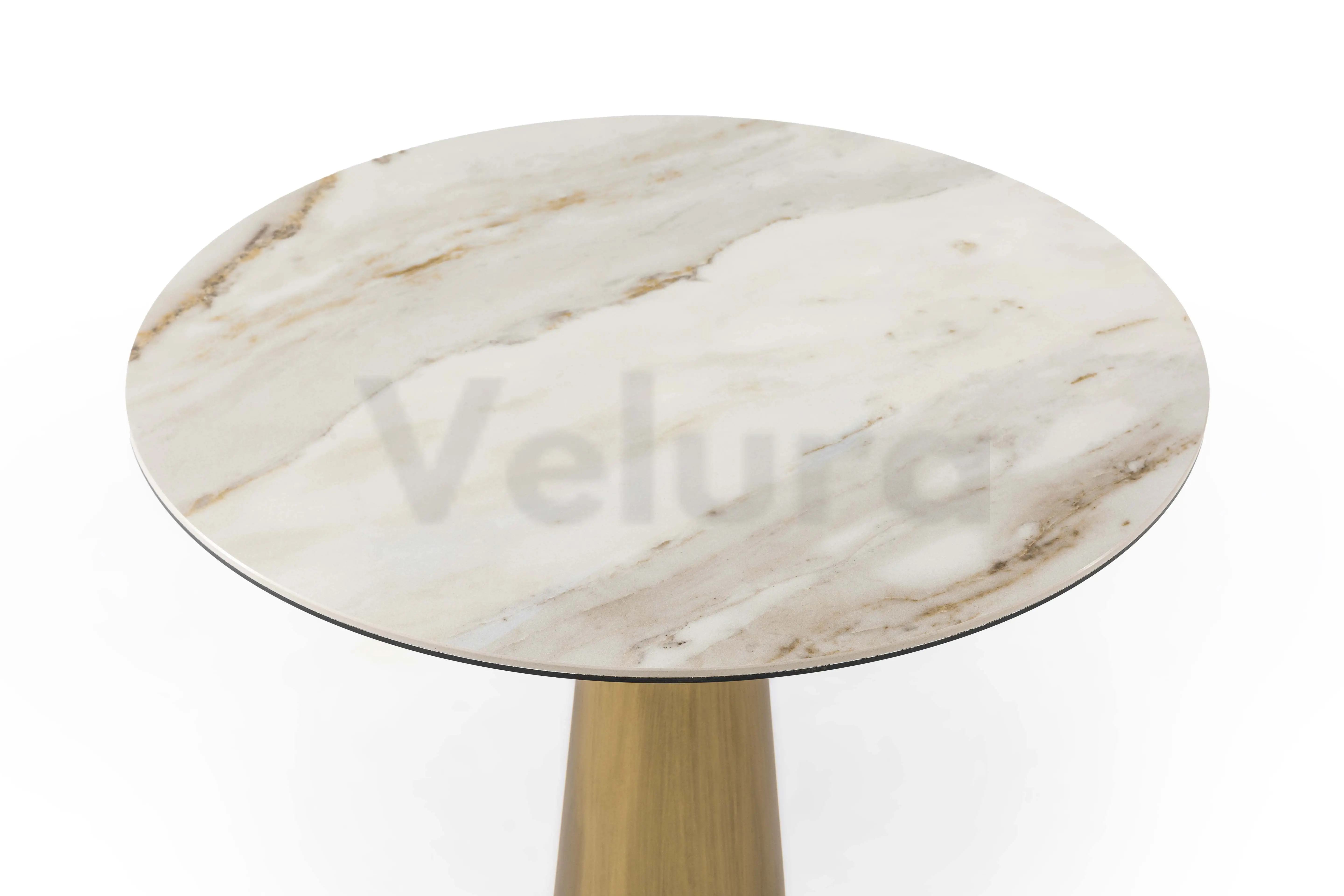 Krem Seramik Yuvarlak Sehpa Sole Cone Gold krem seramik yan sehpa