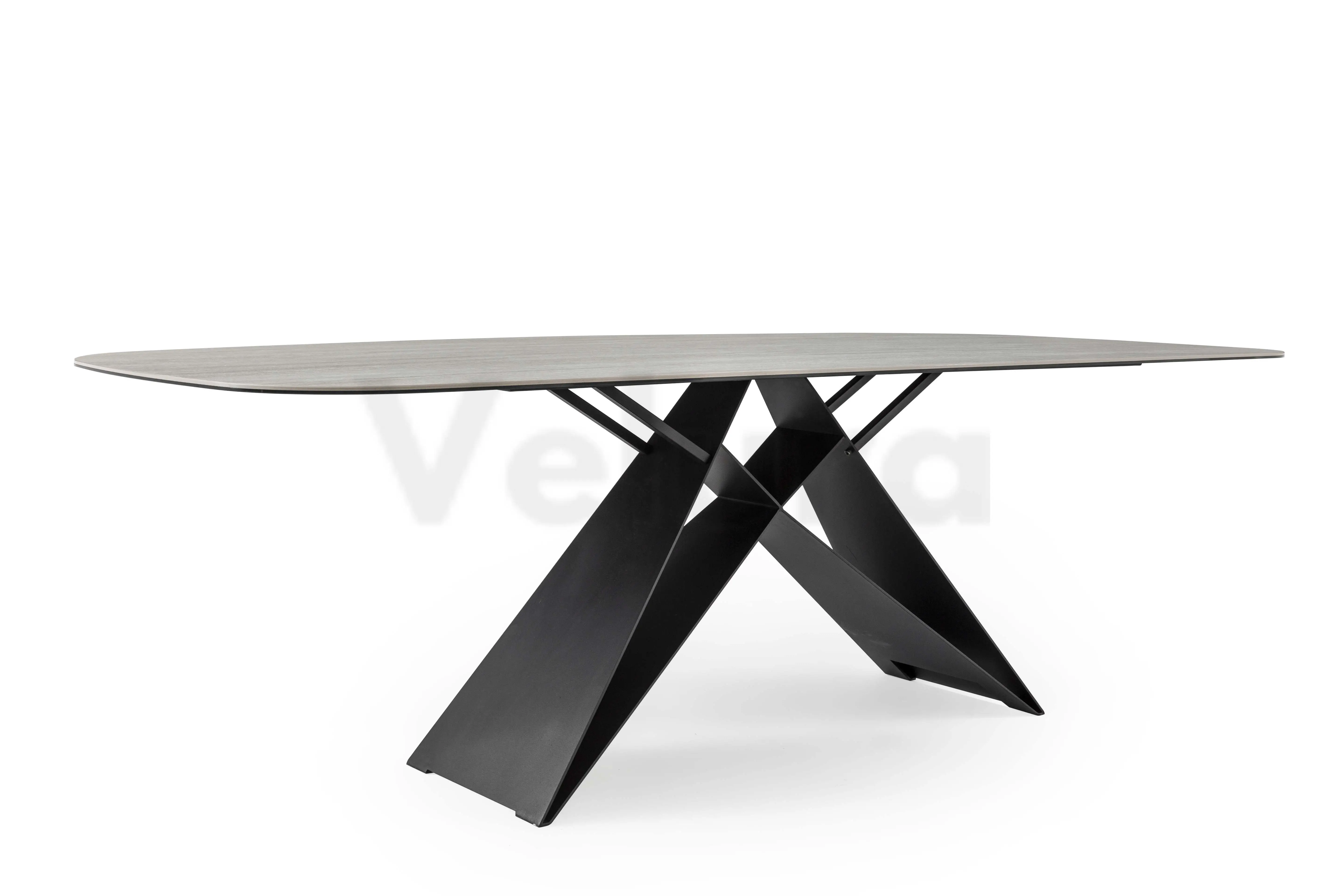 Modern Terra Yemek Masası - v05 Siyah Metal Ayaklı