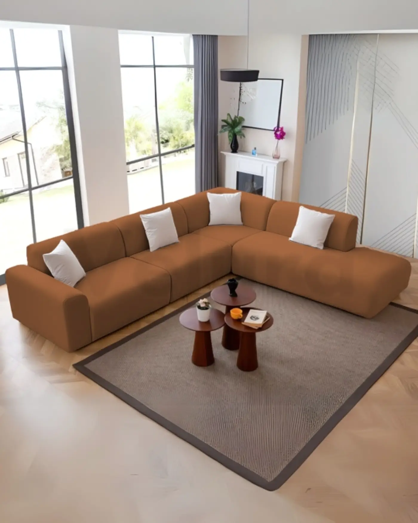 Velura Home Modern Bakır Köşe Takımı velura home bakır köşe koltuk