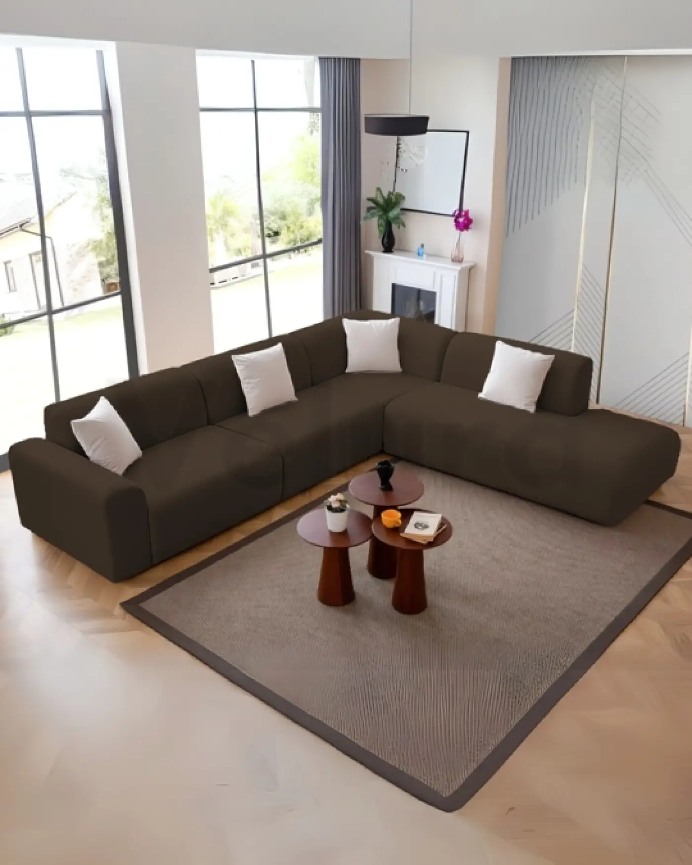 Modern kahverengi köşe takımı Mila