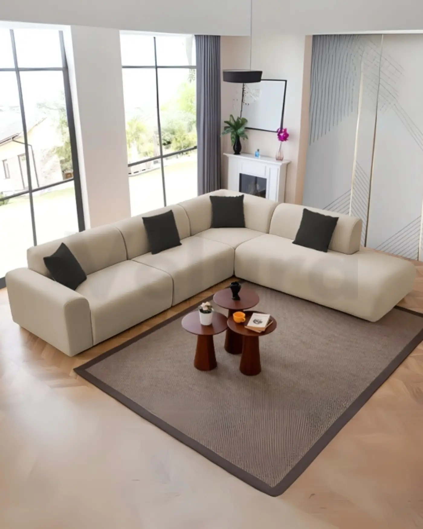 Mila Krem Köşe Takımı modern tasarım