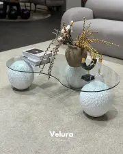 Küre Desenli Orta Sehpa - Krem