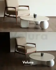 Küre Ahşap Orta Sehpa - B.Yuvarlak & B.Zar & Beyaz